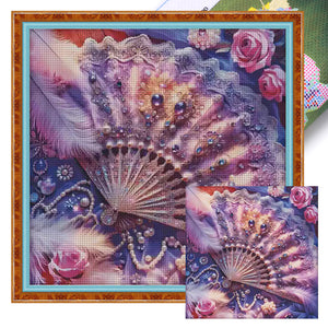 Feather Fan - 75*75CM 11CT Stamped Cross Stitch(Mona Lisa Brand)