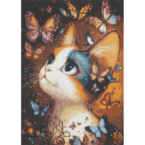 Cat Butterfly 30*40CM(Canvas) Full Round Drill Diamond Painting