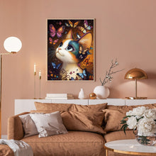 Load image into Gallery viewer, Cat Butterfly 30*40CM(Canvas) Full Round Drill Diamond Painting
