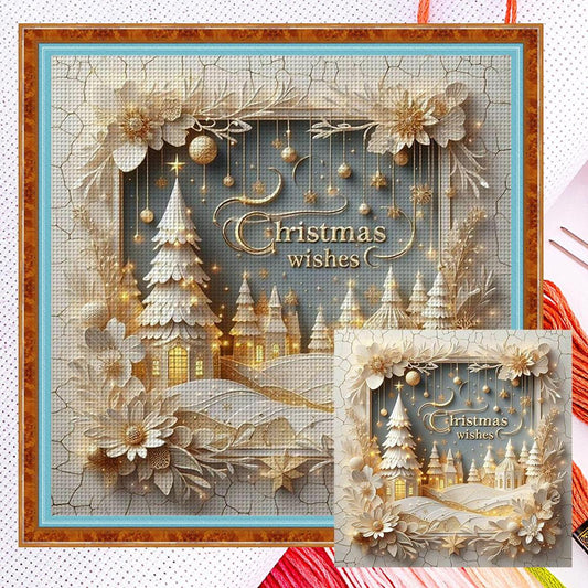 Christmas Scenery - Full 11CT Counted Cross Stitch 40x40CM - Yishu