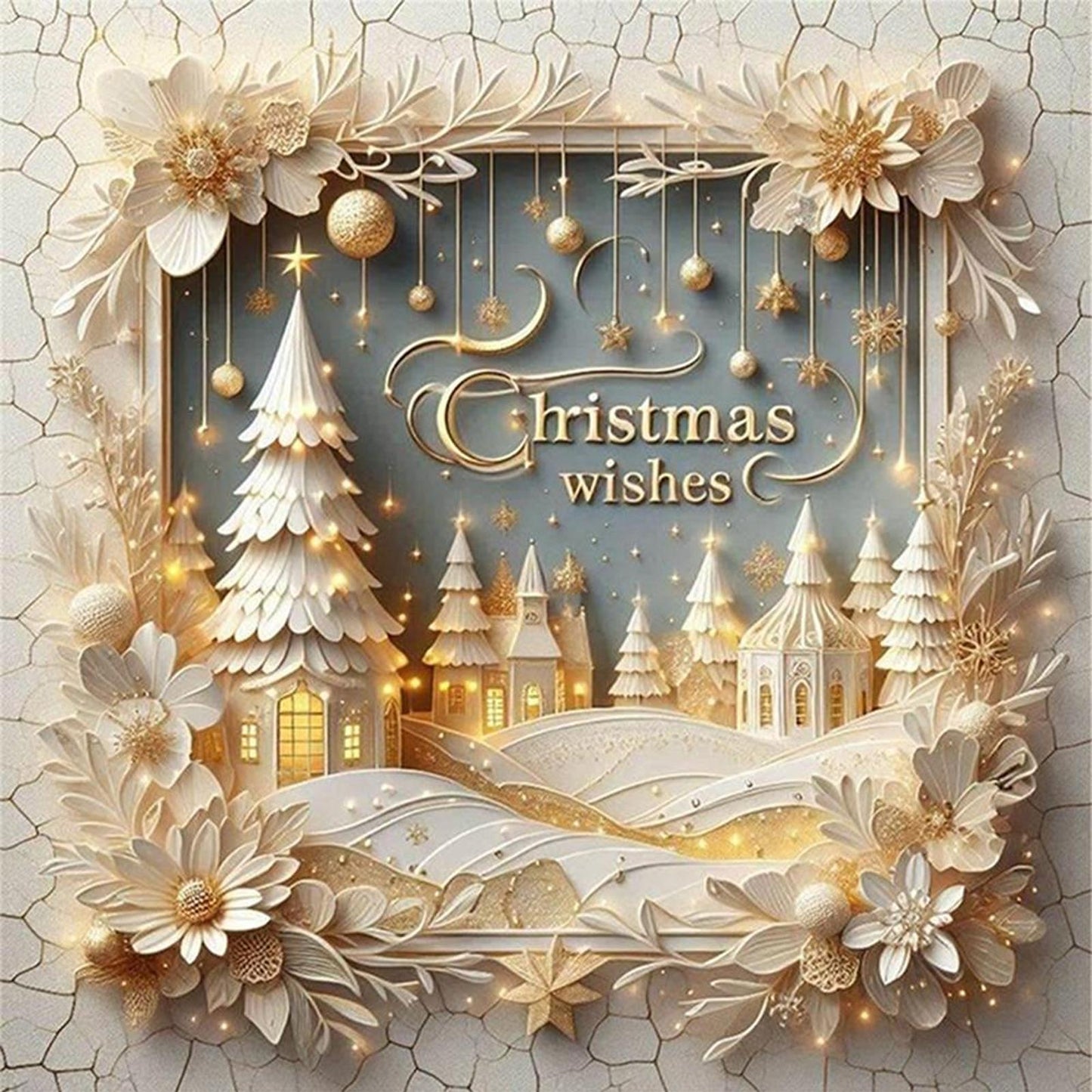Christmas Scenery - Full 11CT Counted Cross Stitch 40x40CM - Yishu