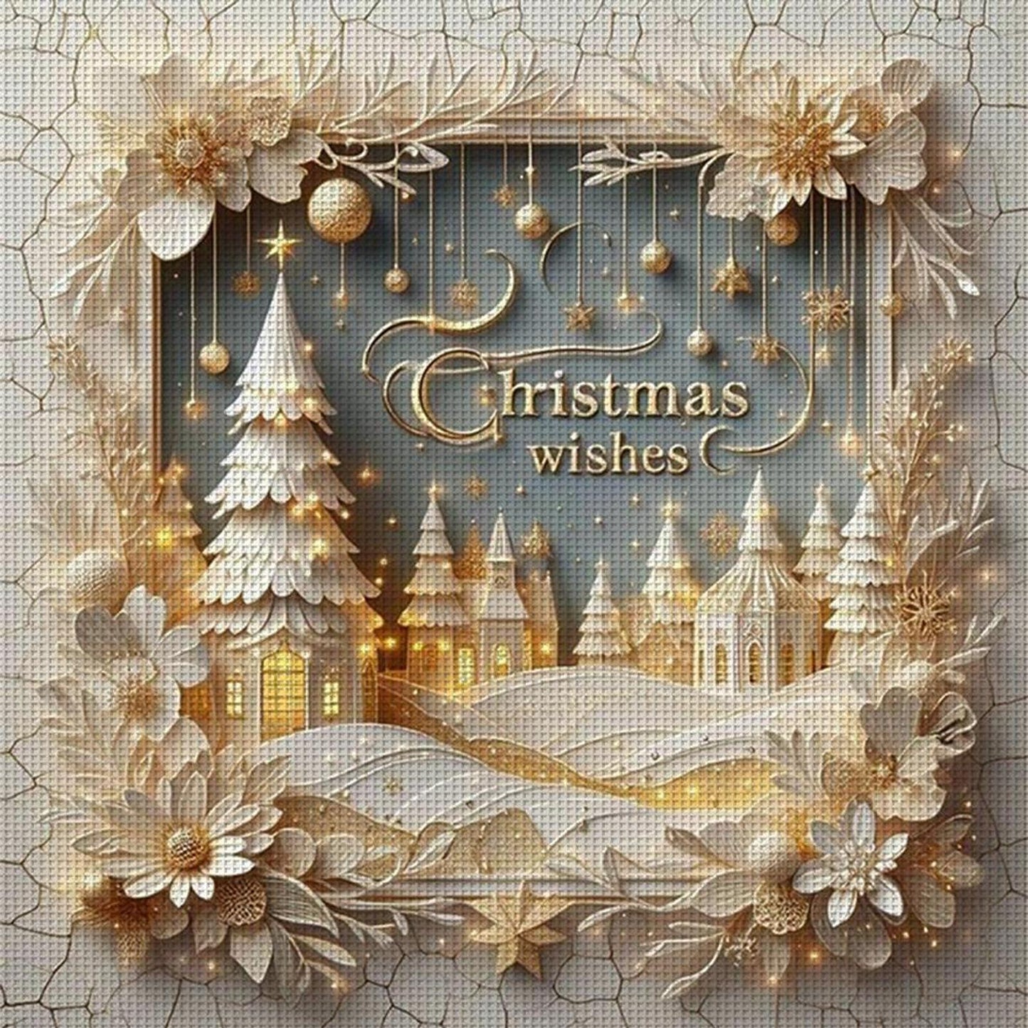 Christmas Scenery - Full 11CT Counted Cross Stitch 40x40CM - Yishu