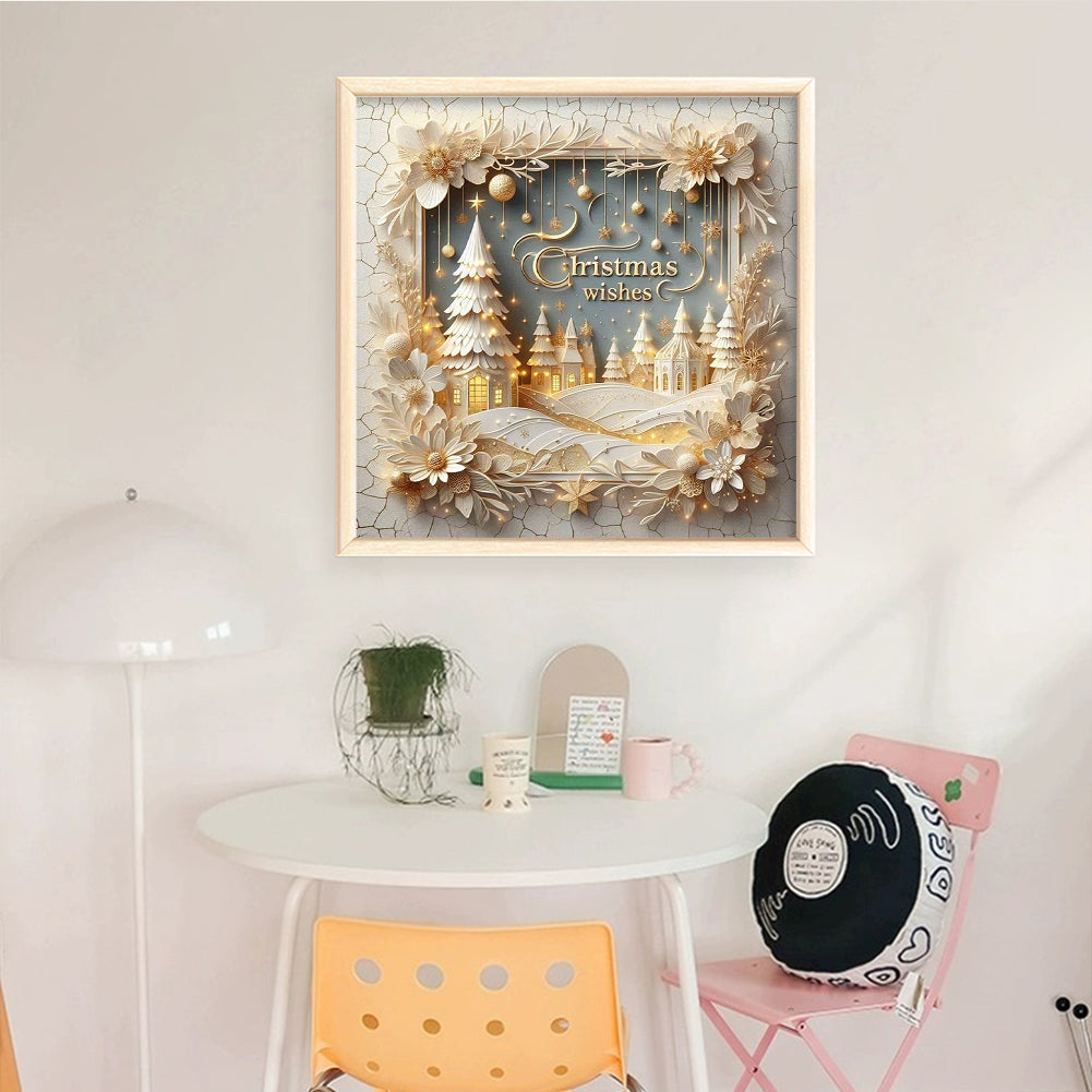 Christmas Scenery - Full 11CT Counted Cross Stitch 40x40CM - Yishu