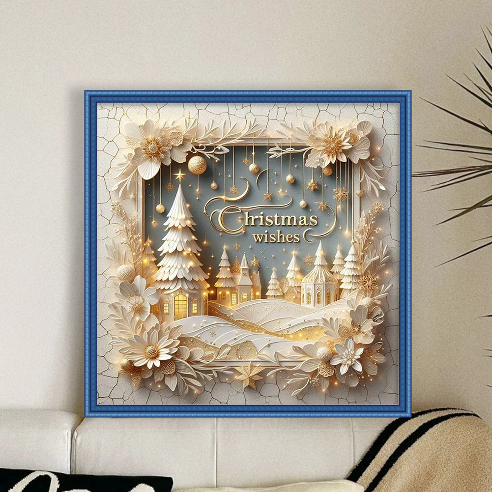 Christmas Scenery - Full 11CT Counted Cross Stitch 40x40CM - Yishu