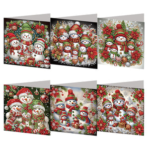 6PCS DIY Diamond Art Greeting Cards Xmas Designs for Festivals and Celebrations