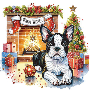 Christmas Dog 30*30CM(Canvas) Partial Special Shaped Drill Diamond Painting