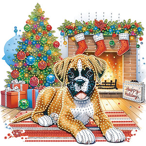 Christmas Dog 30*30CM(Canvas) Partial Special Shaped Drill Diamond Painting