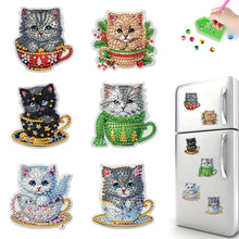 Load image into Gallery viewer, 6PCS 2D Flat Xmas DIY Crystal Refrigerator Magnet Round Diamond Magnetic Sticker
