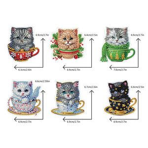 6PCS 2D Flat Xmas DIY Crystal Refrigerator Magnet Round Diamond Magnetic Sticker