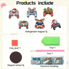 Load image into Gallery viewer, 6PCS 2D Flat Xmas DIY Crystal Refrigerator Magnet Round Diamond Magnetic Sticker
