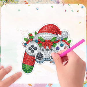 6PCS 2D Flat Xmas DIY Crystal Refrigerator Magnet Round Diamond Magnetic Sticker