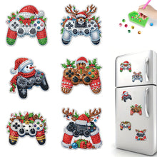 Load image into Gallery viewer, 6PCS 2D Flat Xmas DIY Crystal Refrigerator Magnet Round Diamond Magnetic Sticker
