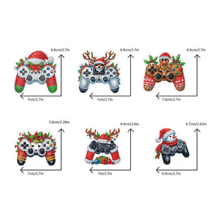 6PCS 2D Flat Xmas DIY Crystal Refrigerator Magnet Round Diamond Magnetic Sticker