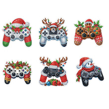 Load image into Gallery viewer, 6PCS 2D Flat Xmas DIY Crystal Refrigerator Magnet Round Diamond Magnetic Sticker
