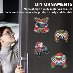 6PCS 2D Flat Xmas DIY Crystal Refrigerator Magnet Round Diamond Magnetic Sticker