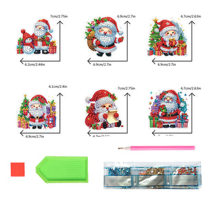 6PCS 2D Flat Xmas DIY Crystal Refrigerator Magnet Round Diamond Magnetic Sticker