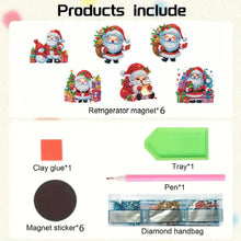 Load image into Gallery viewer, 6PCS 2D Flat Xmas DIY Crystal Refrigerator Magnet Round Diamond Magnetic Sticker
