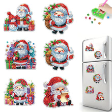 Load image into Gallery viewer, 6PCS 2D Flat Xmas DIY Crystal Refrigerator Magnet Round Diamond Magnetic Sticker
