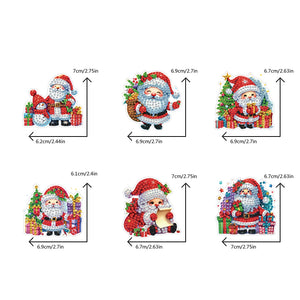 6PCS 2D Flat Xmas DIY Crystal Refrigerator Magnet Round Diamond Magnetic Sticker