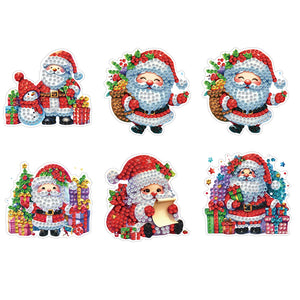 6PCS 2D Flat Xmas DIY Crystal Refrigerator Magnet Round Diamond Magnetic Sticker