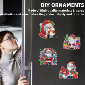 6PCS 2D Flat Xmas DIY Crystal Refrigerator Magnet Round Diamond Magnetic Sticker