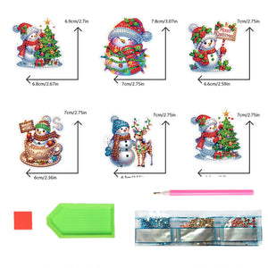 6PCS 2D Flat Xmas DIY Crystal Refrigerator Magnet Round Diamond Magnetic Sticker