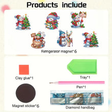 Load image into Gallery viewer, 6PCS 2D Flat Xmas DIY Crystal Refrigerator Magnet Round Diamond Magnetic Sticker
