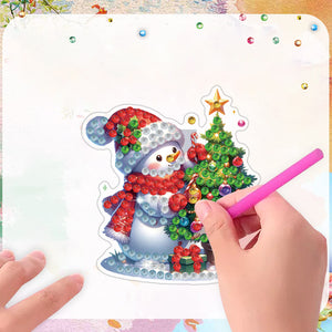 6PCS 2D Flat Xmas DIY Crystal Refrigerator Magnet Round Diamond Magnetic Sticker