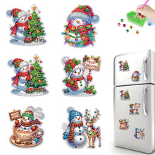 Load image into Gallery viewer, 6PCS 2D Flat Xmas DIY Crystal Refrigerator Magnet Round Diamond Magnetic Sticker
