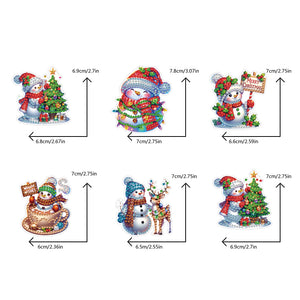 6PCS 2D Flat Xmas DIY Crystal Refrigerator Magnet Round Diamond Magnetic Sticker