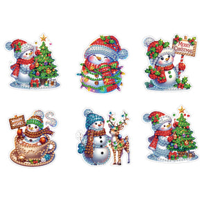 6PCS 2D Flat Xmas DIY Crystal Refrigerator Magnet Round Diamond Magnetic Sticker