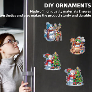 6PCS 2D Flat Xmas DIY Crystal Refrigerator Magnet Round Diamond Magnetic Sticker