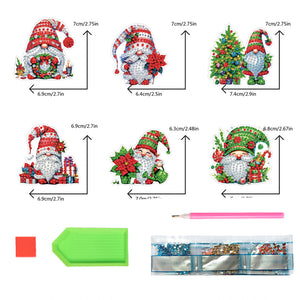 6PCS 2D Flat Xmas DIY Crystal Refrigerator Magnet Round Diamond Magnetic Sticker