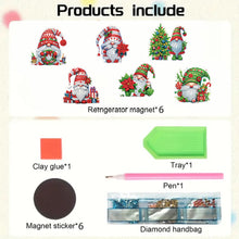 Load image into Gallery viewer, 6PCS 2D Flat Xmas DIY Crystal Refrigerator Magnet Round Diamond Magnetic Sticker
