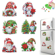 Load image into Gallery viewer, 6PCS 2D Flat Xmas DIY Crystal Refrigerator Magnet Round Diamond Magnetic Sticker

