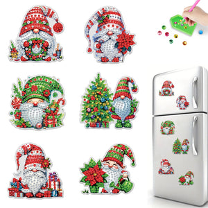 6PCS 2D Flat Xmas DIY Crystal Refrigerator Magnet Round Diamond Magnetic Sticker