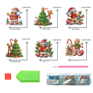 6PCS 2D Flat Xmas DIY Crystal Refrigerator Magnet Round Diamond Magnetic Sticker