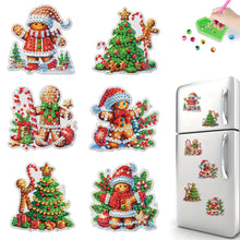 Load image into Gallery viewer, 6PCS 2D Flat Xmas DIY Crystal Refrigerator Magnet Round Diamond Magnetic Sticker
