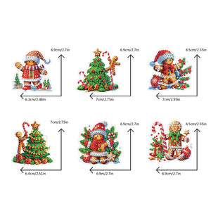 6PCS 2D Flat Xmas DIY Crystal Refrigerator Magnet Round Diamond Magnetic Sticker