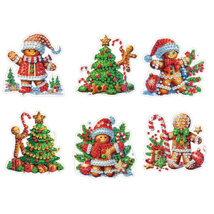 6PCS 2D Flat Xmas DIY Crystal Refrigerator Magnet Round Diamond Magnetic Sticker