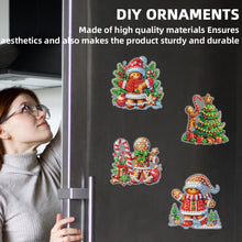 Load image into Gallery viewer, 6PCS 2D Flat Xmas DIY Crystal Refrigerator Magnet Round Diamond Magnetic Sticker
