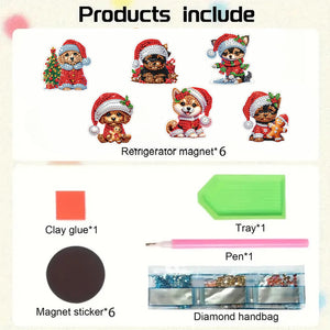 6PCS 2D Flat Xmas DIY Crystal Refrigerator Magnet Round Diamond Magnetic Sticker