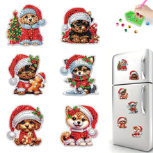Load image into Gallery viewer, 6PCS 2D Flat Xmas DIY Crystal Refrigerator Magnet Round Diamond Magnetic Sticker
