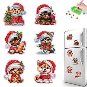 6PCS 2D Flat Xmas DIY Crystal Refrigerator Magnet Round Diamond Magnetic Sticker