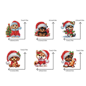 6PCS 2D Flat Xmas DIY Crystal Refrigerator Magnet Round Diamond Magnetic Sticker