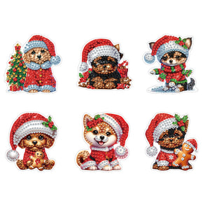 6PCS 2D Flat Xmas DIY Crystal Refrigerator Magnet Round Diamond Magnetic Sticker