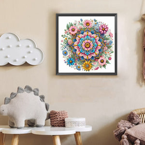 Flower Mandala 30*30CM(Canvas) Partial Special Shaped Drill Diamond Painting