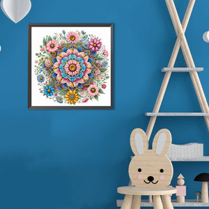 Flower Mandala 30*30CM(Canvas) Partial Special Shaped Drill Diamond Painting