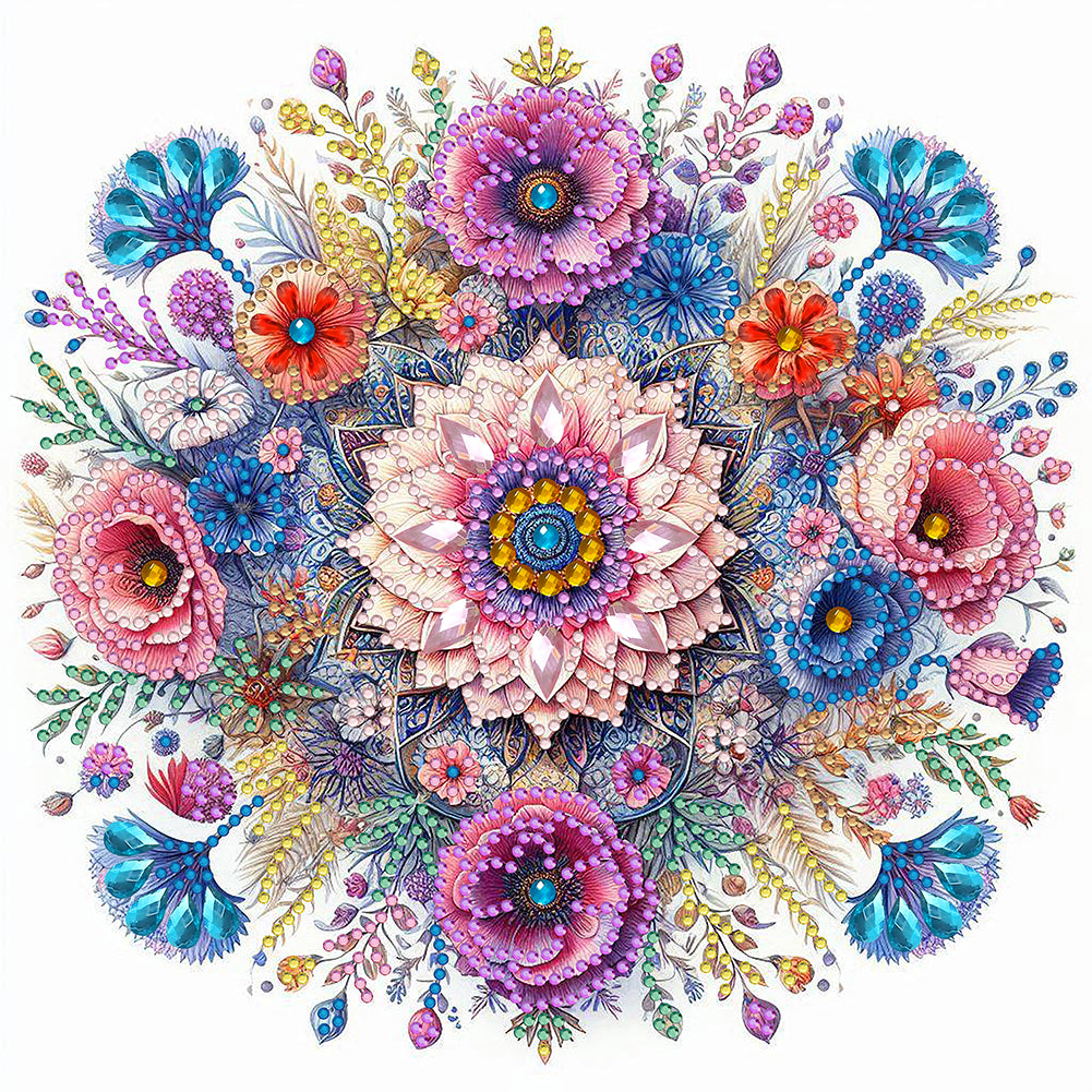Flower Mandala 30*30CM(Canvas) Partial Special Shaped Drill Diamond Painting