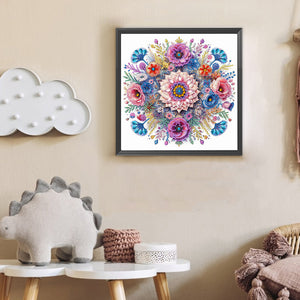 Flower Mandala 30*30CM(Canvas) Partial Special Shaped Drill Diamond Painting
